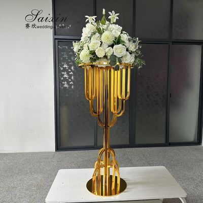 Event Table Decoration Gold Flower Centerpiece Stand Metal 100cm