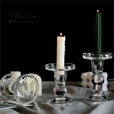 Christmas Wedding Candle Holder Glass Candle Pillars Set 19cm 27cm 35cm