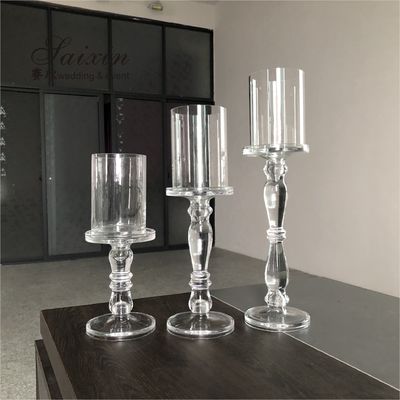 Christmas Wedding Candle Holder Glass Candle Pillars Set 19cm 27cm 35cm