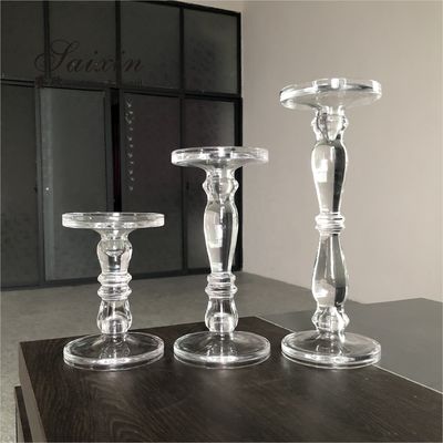 Christmas Wedding Candle Holder Glass Candle Pillars Set 19cm 27cm 35cm