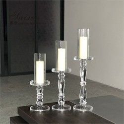 Christmas Wedding Candle Holder Glass Candle Pillars Set 19cm 27cm 35cm