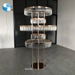 Gold Metal Flower Stand Wedding Outdoor 80cm Large Crystal Table Tree Centerpiece