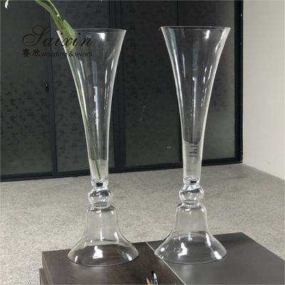 80cm-100cm Tall Black Glass Stemmed Glass Vase Hurricane For Wedding Table Centerpiece