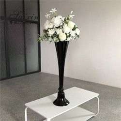 80cm-100cm Tall Black Glass Stemmed Glass Vase Hurricane For Wedding Table Centerpiece