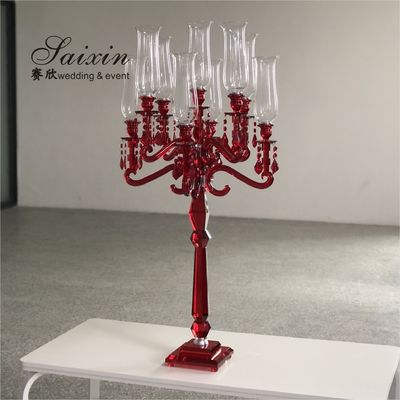Blue Crystal Candelabra 9 Arm Crystal Chandelier Candlesticks Table Decoration