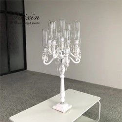 Blue Crystal Candelabra 9 Arm Crystal Chandelier Candlesticks Table Decoration