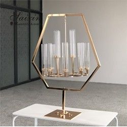 New black rectangle frame with hanging chandelier candle holder