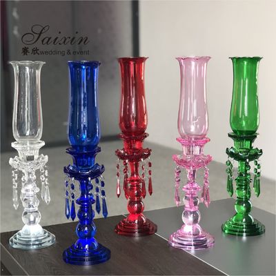 Centerpieces Wedding Candle Holder Table Decor Pillar Crystal With Glass Hurricanes