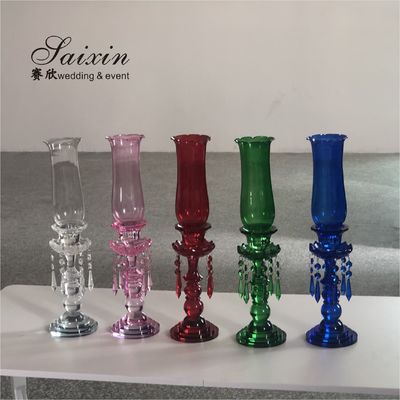 Centerpieces Wedding Candle Holder Table Decor Pillar Crystal With Glass Hurricanes