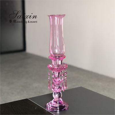 Centerpieces Wedding Candle Holder Table Decor Pillar Crystal With Glass Hurricanes