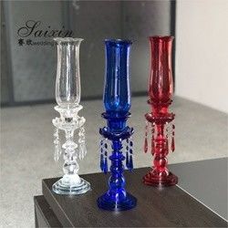 Centerpieces Wedding Candle Holder Table Decor Pillar Crystal With Glass Hurricanes
