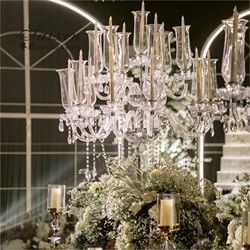 16 Arms Crystal Glass Candelabra Floor Lamp Clear Crystal Flower Candle Holder