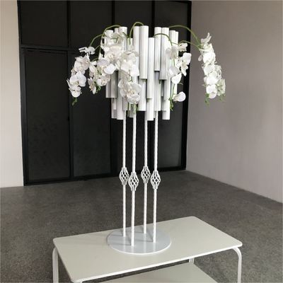 Gold Silver Wedding Centerpieces Flower Stand For Sale White Metal Tube