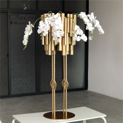 ZT-578G New Luxury gold metal pipe tall stands for wedding decoration flower arrangement