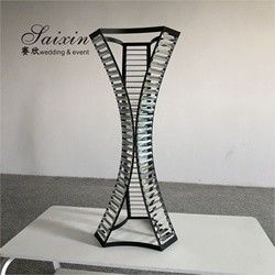Crystal Gold Flower Vase Metal Stand For Living Room Wedding Table Decoration