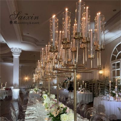 ZT-577  New 12 Arms Gold Metal Candle Holder For Wedding Centerpieces
