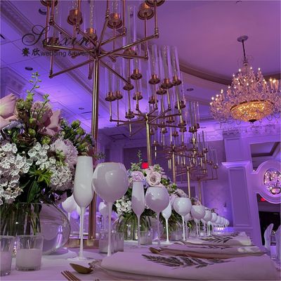 ZT-577  New 12 Arms Gold Metal Candle Holder For Wedding Centerpieces