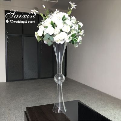 Small Crystal Flower Vase Clear For Flowers Wedding Centerpieces 90CM