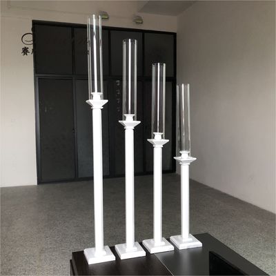 4 Pcs White Tall Candlestick Holders Crystal Wedding Decoration 70cm-100cm