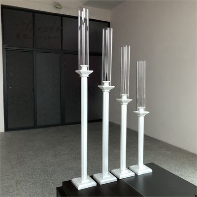 4 Pcs White Tall Candlestick Holders Crystal Wedding Decoration 70cm-100cm