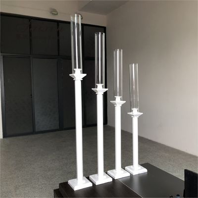 4 Pcs White Tall Candlestick Holders Crystal Wedding Decoration 70cm-100cm