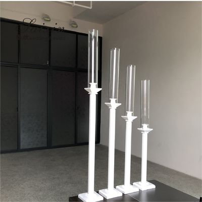 4 Pcs White Tall Candlestick Holders Crystal Wedding Decoration 70cm-100cm
