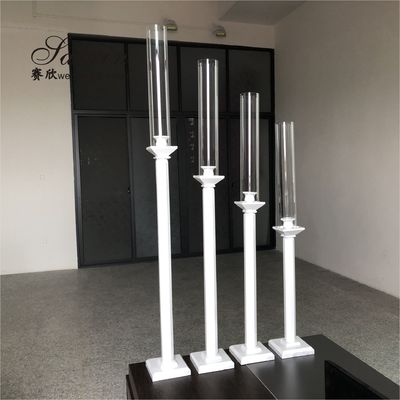 4 Pcs White Tall Candlestick Holders Crystal Wedding Decoration 70cm-100cm