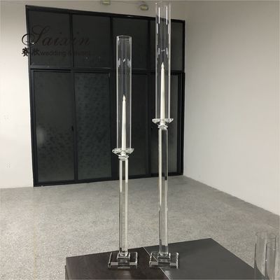 4 Pcs White Tall Candlestick Holders Crystal Wedding Decoration 70cm-100cm