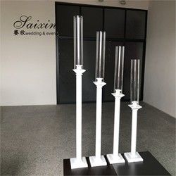 4 Pcs White Tall Candlestick Holders Crystal Wedding Decoration 70cm-100cm