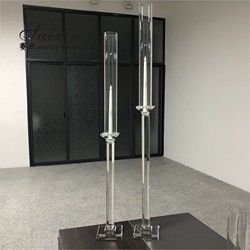 4 Pcs White Tall Candlestick Holders Crystal Wedding Decoration 70cm-100cm
