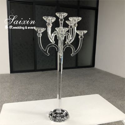 9 Arms 95cm Tall Crystal Glass Candelabras Acrylic Crystal Candle Holder Centerpieces