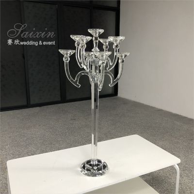 9 Arms 95cm Tall Crystal Glass Candelabras Acrylic Crystal Candle Holder Centerpieces