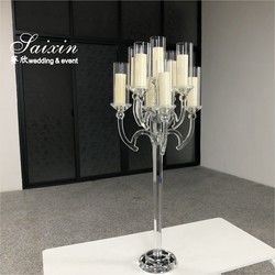 9 Arms 95cm Tall Crystal Glass Candelabras Acrylic Crystal Candle Holder Centerpieces