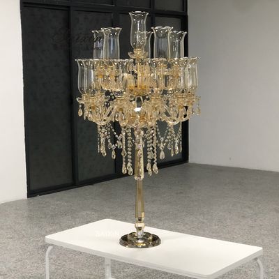 Lead Lamp Crystal Hurricane Candle Holders Amber Color Crystal Candelabra For Big Event 135CM