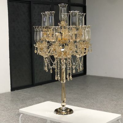 Lead Lamp Crystal Hurricane Candle Holders Amber Color Crystal Candelabra For Big Event 135CM