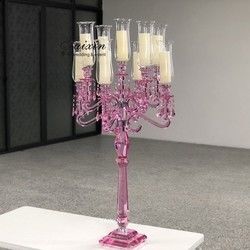 9 Arms 130cm Red Blue Hurricane Crystal Glass Candelabra Clear Wedding Table Centerpieces