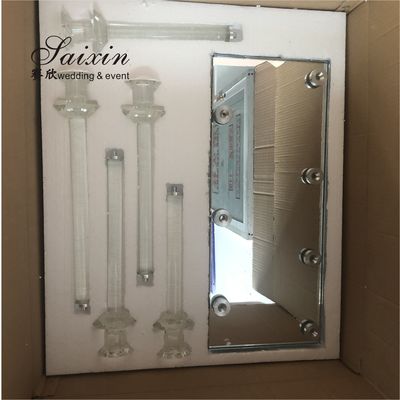 7 Arms Crystal Taper Candle Holders Event Table Decorations With Glass Tubes 50cmx70cm