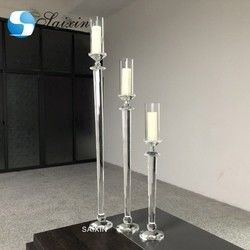 Clear Glass Pillar Candle Holders Wedding Table Center Pieces 115CM
