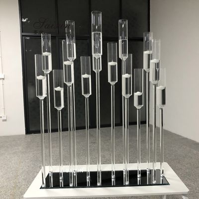 Taper Crystal Glass Candlestick Holders Set Of 2 15 Branches Hurricane For Water Floating