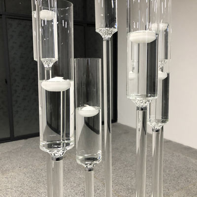 Taper Crystal Glass Candlestick Holders Set Of 2 15 Branches Hurricane For Water Floating