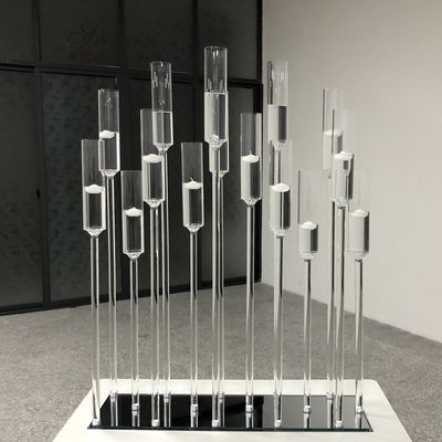 Taper Crystal Glass Candlestick Holders Set Of 2 15 Branches Hurricane For Water Floating