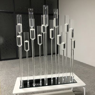 Taper Crystal Glass Candlestick Holders Set Of 2 15 Branches Hurricane For Water Floating