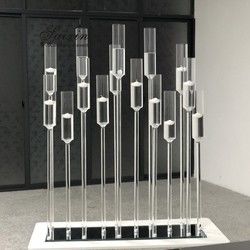 Taper Crystal Glass Candlestick Holders Set Of 2 15 Branches Hurricane For Water Floating