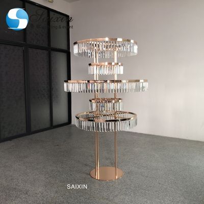 ZT-553  New design for wedding gold decoration table tree centerpiece hanging with  triangle crystals