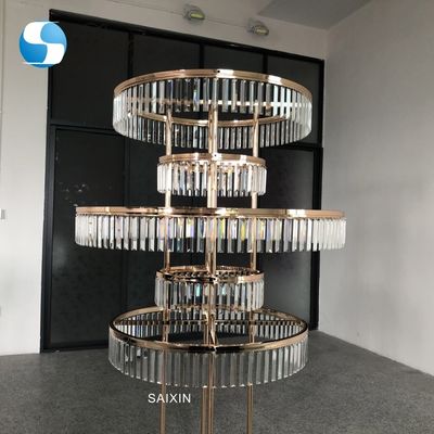 ZT-553  New design for wedding gold decoration table tree centerpiece hanging with  triangle crystals