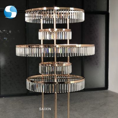 ZT-553  New design for wedding gold decoration table tree centerpiece hanging with  triangle crystals