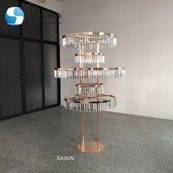 ZT-553  New design for wedding gold decoration table tree centerpiece hanging with  triangle crystals