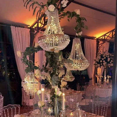 ZT-560 Saixin new wedding design table centerpieces 4 hooks gold metal support for hanging crystal chandelier