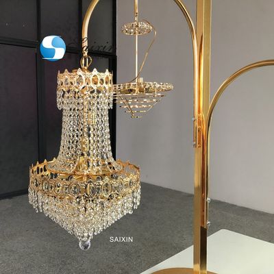 ZT-560 Saixin new wedding design table centerpieces 4 hooks gold metal support for hanging crystal chandelier