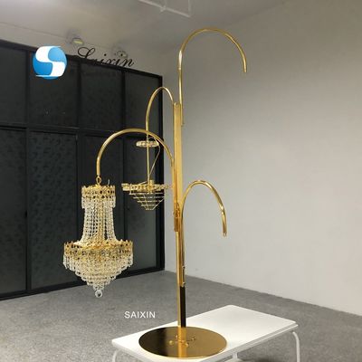 ZT-560 Saixin new wedding design table centerpieces 4 hooks gold metal support for hanging crystal chandelier